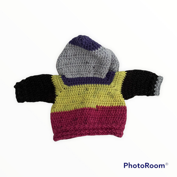Handmade Crocheted Baby Hooded Sweater - Size 0-6months